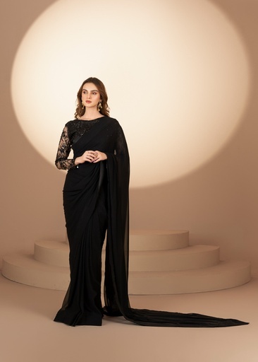 [JAG6790] Saree in Black by RSM Collection