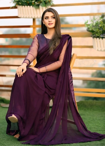 [CBO1973] Saree in Egg plant by Anabiya