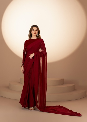 [PJH5420] Saree in Maroon by RSM Collection