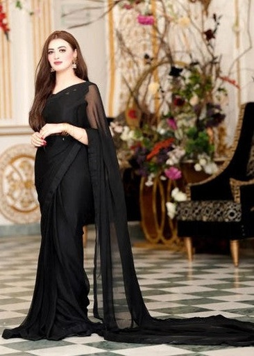 [HGQ2253] Saree in Black by Anabiya
