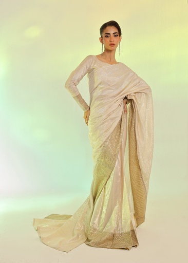 [ONR1885] Saree in Beige by Ripret