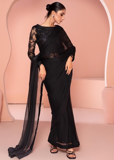 [TAS6087] Saree in Black by RSM Collection
