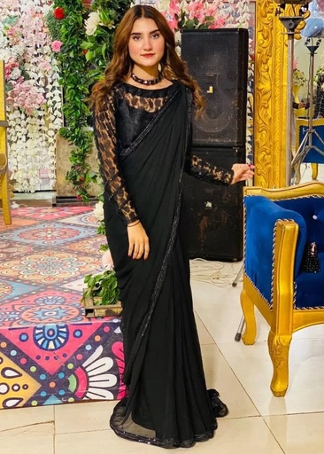 [PTP0135] Saree in Black by Anabiya