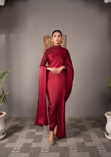 [BYM7590] Saree in Maroon by RSM Collection