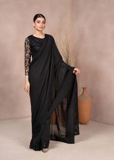 [XJJ3652] Saree in Black by RSM Collection