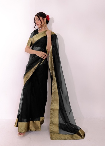 [ZVX1015] Saree in Black by Ripret