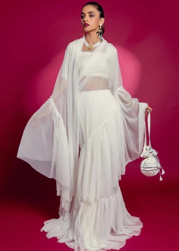 [JWZ4738] Saree in White by Anum Jung
