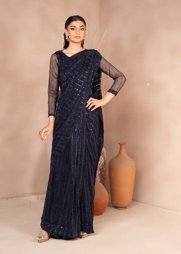 [VKZ9830] Saree in Navy blue by RSM Collection