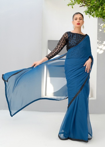 [JFP7133] Saree in Teal by Attia