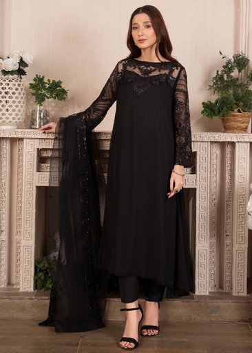 [JOU1098] Pishwas in Black by Agha Jaan