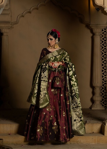 [HFG3945] Pishwas in Maroon by Tabassum