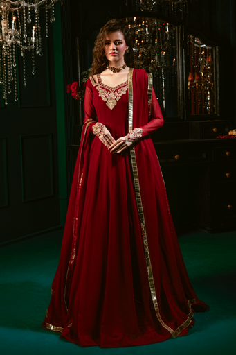 [DAA4870] Pishwas in Maroon by Hani & Umaimaz