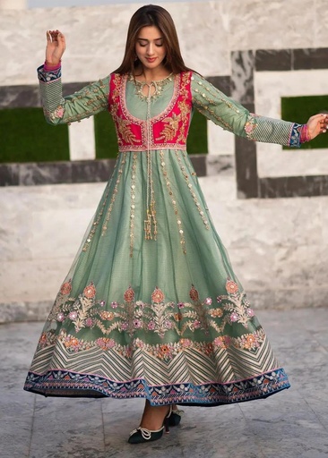 [KVT8237] Pishwas in Sea green by Malhaar