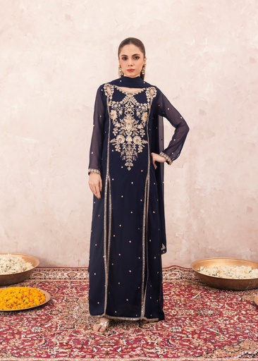 [EVT8729] Pishwas in Dark blue by Agha Jaan