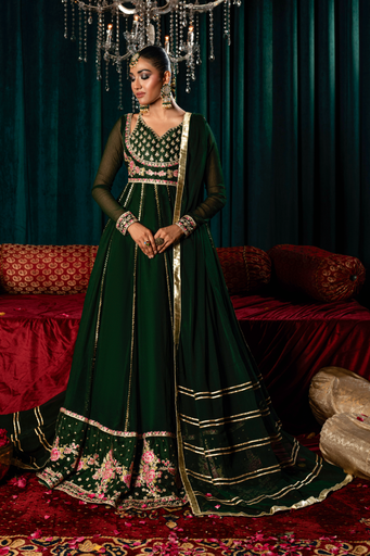 [INI5626] Pishwas in Dark green by Hani & Umaimaz