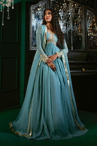 [OPT5826] Pishwas in Sky blue by Hani & Umaimaz