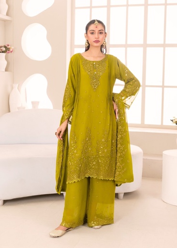 [LBT8151] Pishwas in Yellow green by Four Season Boutique
