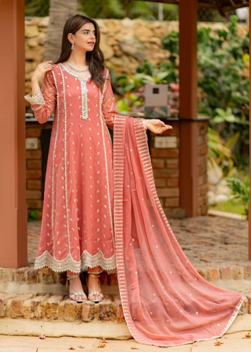 [LHB4995] Pishwas in Peach pink by Al-Harir Apparel