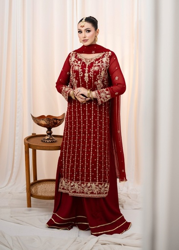 [IUZ7592] Lehenga in Maroon by Agha Jaan