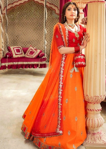 [DSU5831] Lehenga in Orange by Peraan by SH
