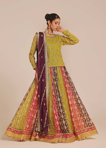 [FVI5278] Lehenga in Olive green by Ayesha Closet