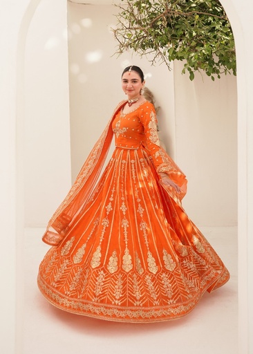 [GQW5863] Lehenga in Orange by Peraan by SH