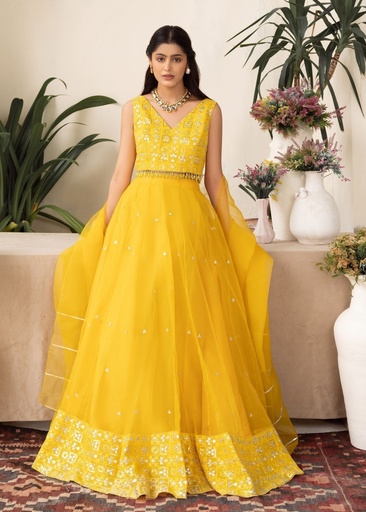 [GDR9221] Lehenga in Yellow by Rang-e-Meeras
