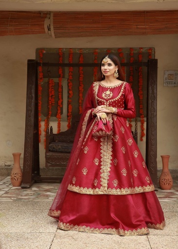 [OJX0587] Lehenga in Maroon by Peraan by SH