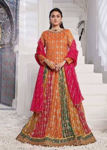 [FQX2307] Lehenga in Orange by Ayesha Closet