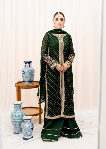 [YLZ1846] Lehenga in Bottle green by Agha Jaan