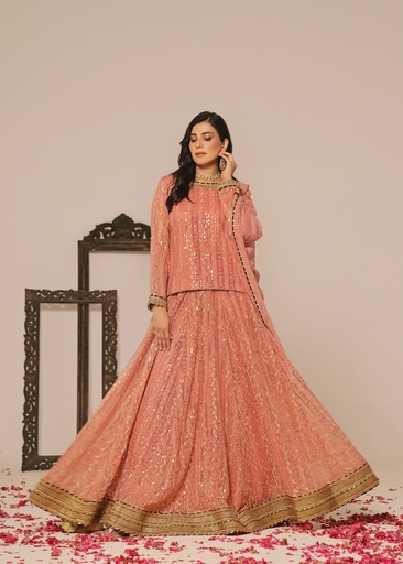 [XHW2284] Lehenga in Peach pink by Ayesha Closet