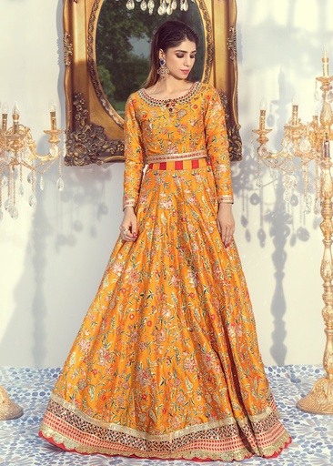 [OFB5490] Lehenga in Mustard by Waqas Shah