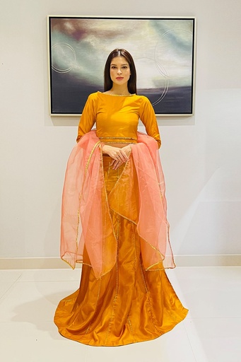 [ULI4399] Lehenga in Orange by Kanydaro