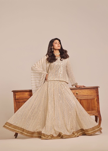[GIU3494] Lehenga in Off-white by Ayesha Closet