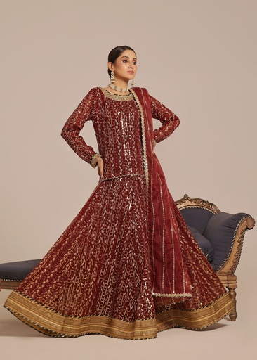 [JKQ8273] Lehenga in Burgundy by Ayesha Closet