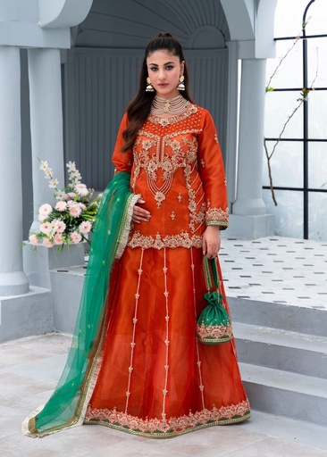 [YLK5729] Lehenga in Rust orange by Al Sami Creations