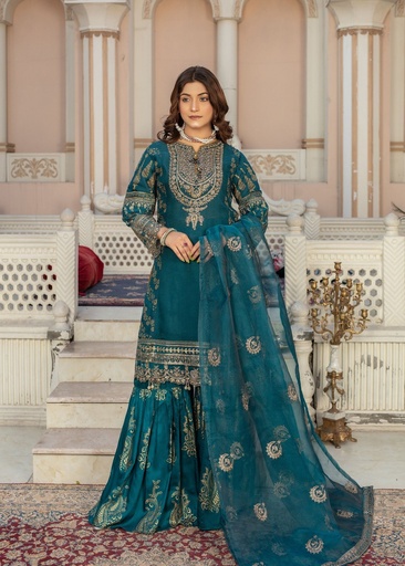[XVZ7500] Gharara in Teal by Pehnawa By Bin Akram’s