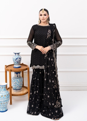 [JQS1859] Gharara in Black by Agha Jaan