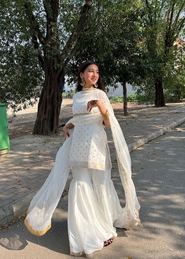 [ZMP3156] Gharara in White by Fashion Trends 4 U