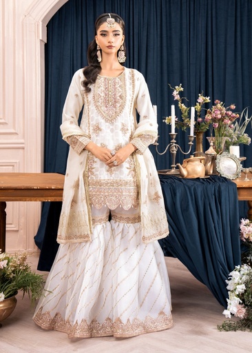[SSY3379] Gharara in Off-white by Diara Couture