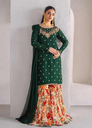 [DJM6830] Gharara in Dark green by Truba