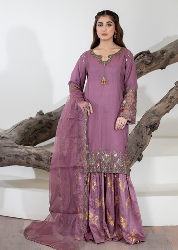 [TPL5717] Gharara in Mauve pink by Pehnawa By Bin Akram’s