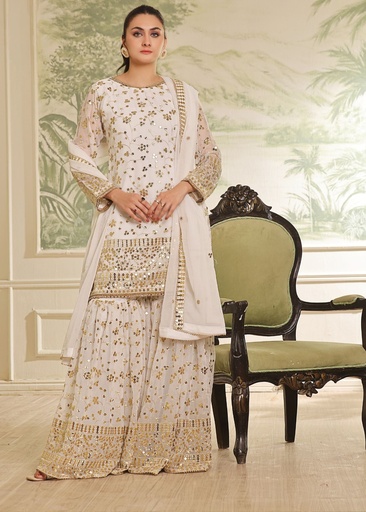[TCM7019] Gharara in White by Ayesha Closet