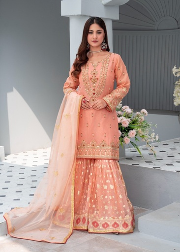[LOB8626] Gharara in Peach pink by Al Sami Creations