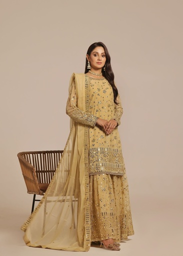 [VUT2972] Gharara in Mellow yellow by Ayesha Closet