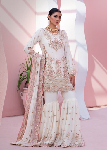 [QZT6321] Gharara in Off-white by Diara Couture