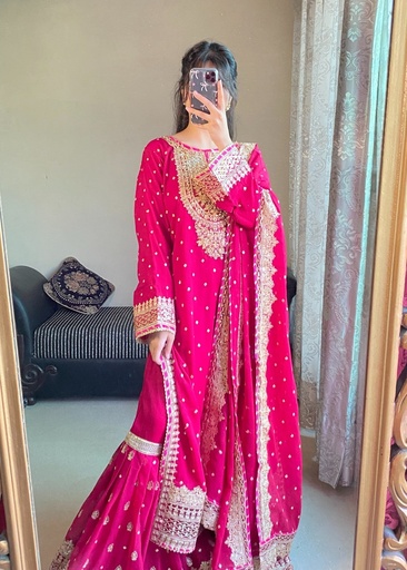 [FAO9026] Gharara in Hot pink by Four Season Boutique