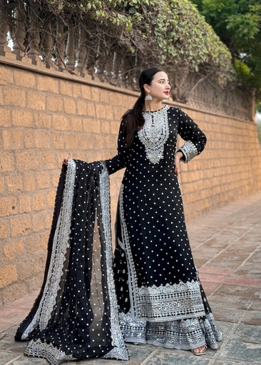 [THD4924] Gharara in Black by Suits By Sadia