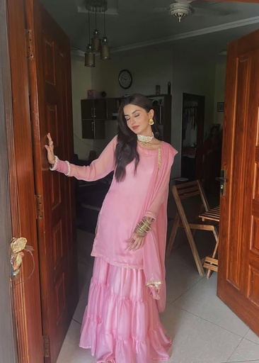 [ZBR1666] Gharara in Pastel pink by Eshals Wardrobe
