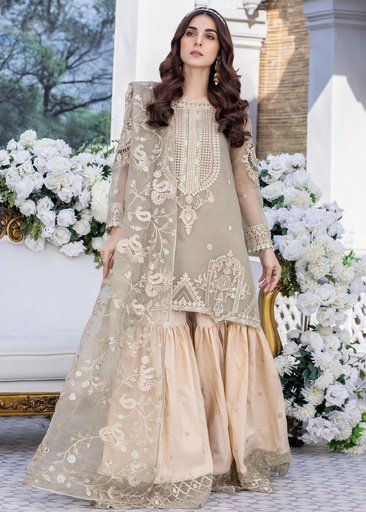 [PJB5533] Gharara in Beige by Meem Designs